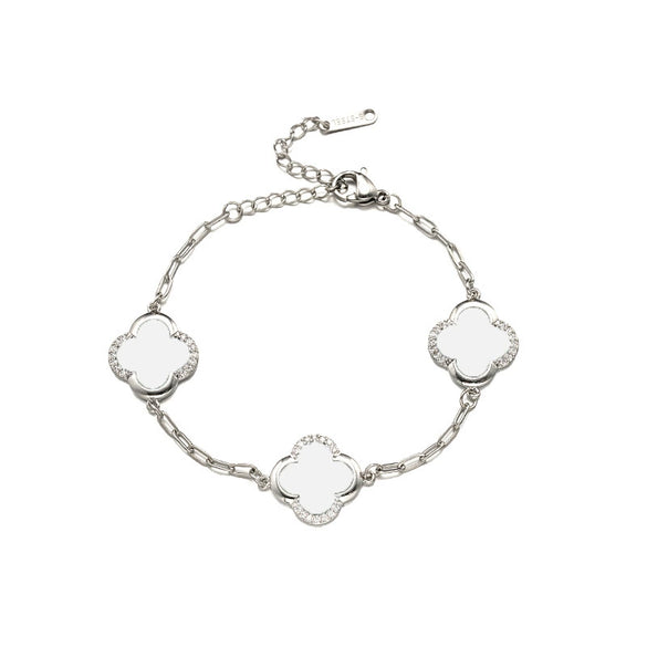 Jewelry Copper Titanium Steel Four Leaf Clover Style Electroplating Women's Fourpiece Set Necklace Bracelet Earrings Ring