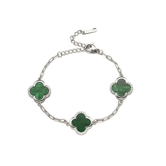 Jewelry Copper Titanium Steel Four Leaf Clover Style Electroplating Women's Fourpiece Set Necklace Bracelet Earrings Ring