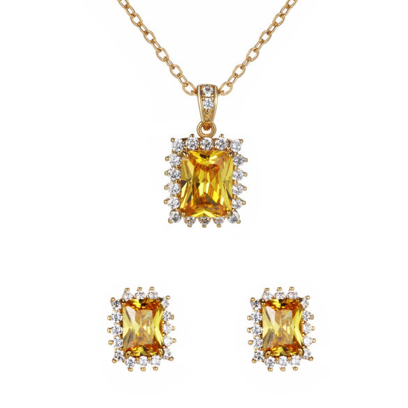 Jewelry Copper Zinc Alloy Geometric Square Electroplating Letters Earrings Pendant Set For Women