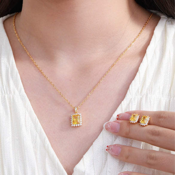 Jewelry Copper Zinc Alloy Geometric Square Electroplating Letters Earrings Pendant Set For Women