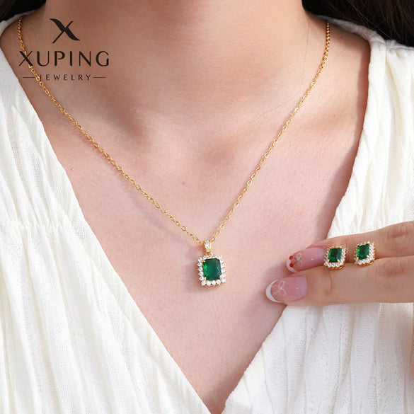 Jewelry Copper Zinc Alloy Geometric Square Electroplating Letters Earrings Pendant Set For Women