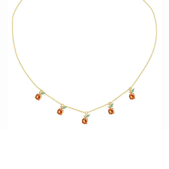 Jewelry Copper Zircon Fruit Pattern Cross Chain Necklace For Women Set With Precious Stones