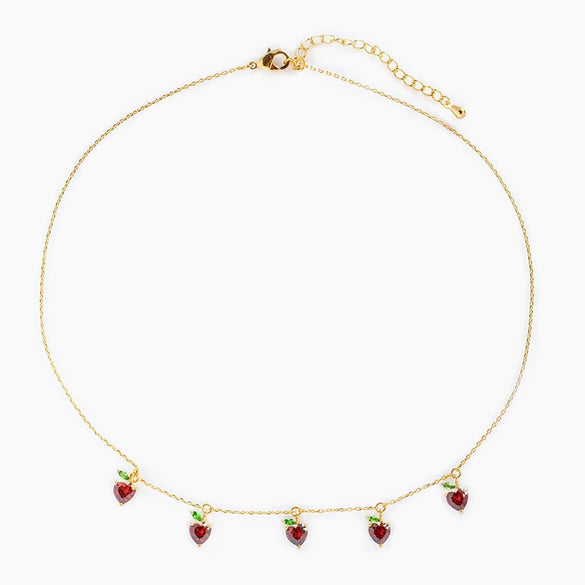 Jewelry Copper Zircon Fruit Pattern Cross Chain Necklace For Women Set With Precious Stones