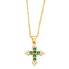 Jewelry Copper Zircon Geometric Cross Pendant Necklace Women Ochain