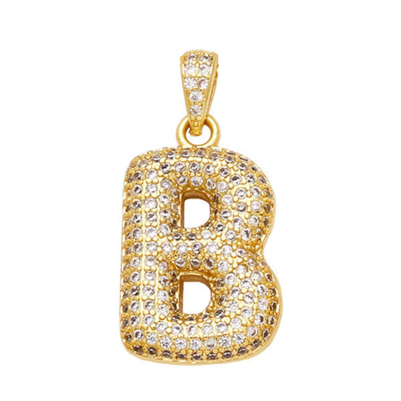 Jewelry Copper Zircon Goldplated Letter Clavicle Chain Pendant With Ochain And Electroplating Treatment