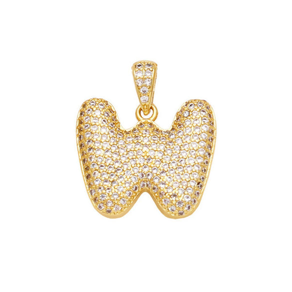 Jewelry Copper Zircon Goldplated Letter Clavicle Chain Pendant With Ochain And Electroplating Treatment