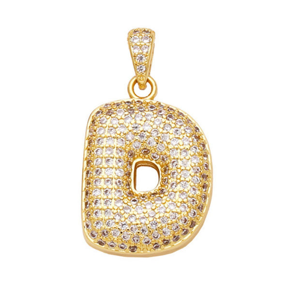 Jewelry Copper Zircon Goldplated Letter Clavicle Chain Pendant With Ochain And Electroplating Treatment