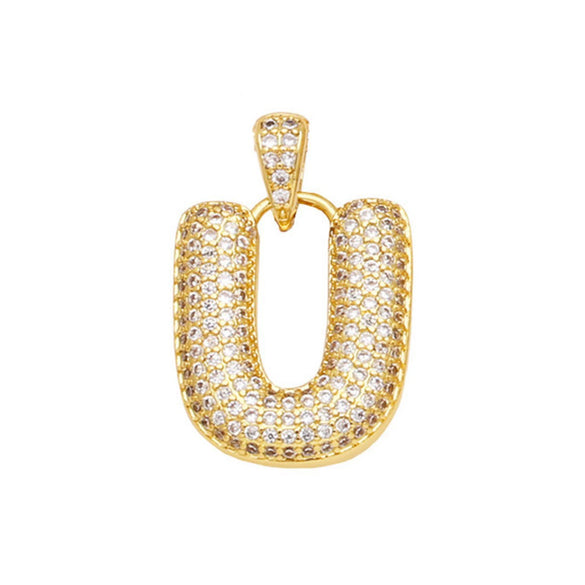 Jewelry Copper Zircon Goldplated Letter Clavicle Chain Pendant With Ochain And Electroplating Treatment