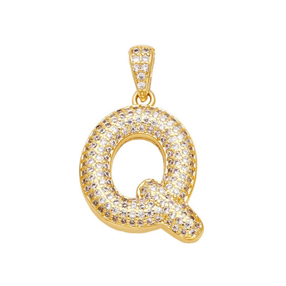 Jewelry Copper Zircon Goldplated Letter Clavicle Chain Pendant With Ochain And Electroplating Treatment