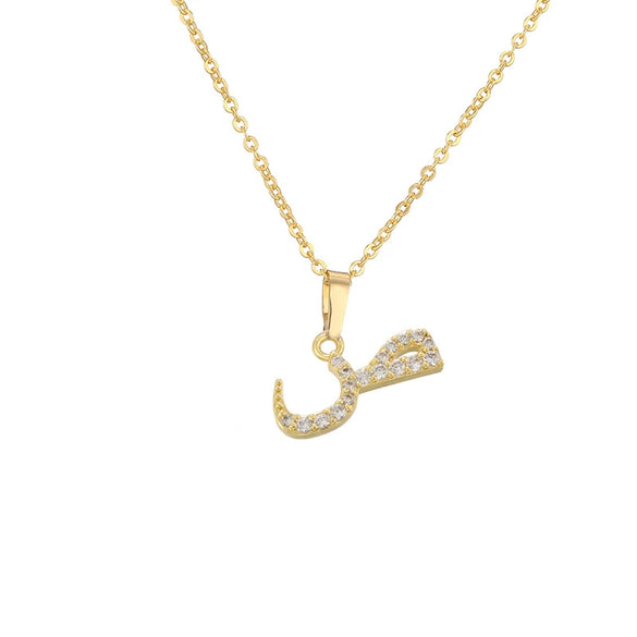 Jewelry Copper Zirconia Arabic Letter Pendant Necklace Personality Hip Hop O Chain