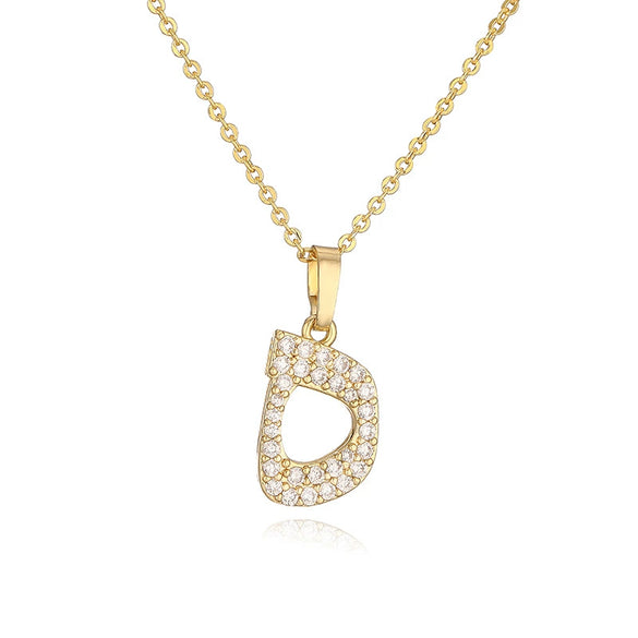 Jewelry Copper Zirconia Arabic Letter Pendant Necklace Personality Hip Hop O Chain