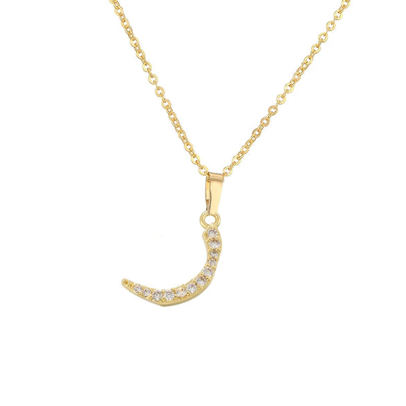 Jewelry Copper Zirconia Arabic Letter Pendant Necklace Personality Hip Hop O Chain