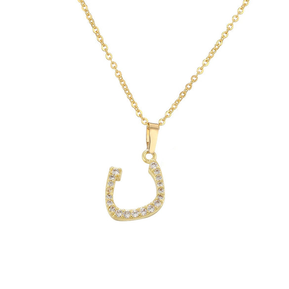 Jewelry Copper Zirconia Arabic Letter Pendant Necklace Personality Hip Hop O Chain