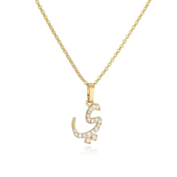 Jewelry Copper Zirconia Arabic Letter Pendant Necklace Personality Hip Hop O Chain
