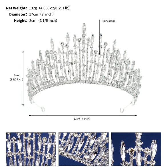 Jewelry Court Style Light Luxury Alloy Crystal Hairband Crown Electroplated For Women