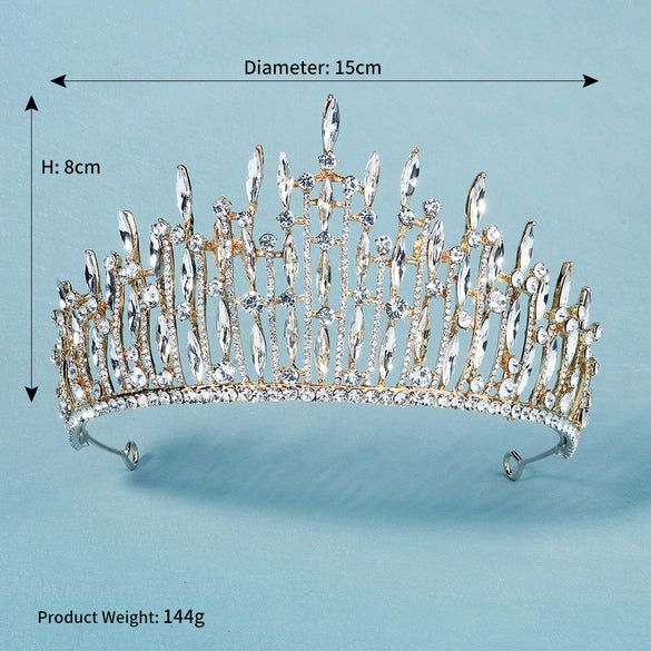Jewelry Court Style Light Luxury Alloy Crystal Hairband Crown Electroplated For Women