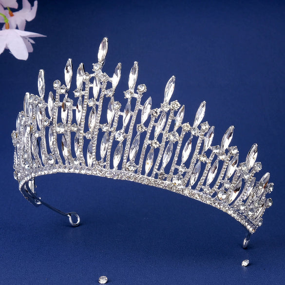 Jewelry Court Style Light Luxury Alloy Crystal Hairband Crown Electroplated For Women