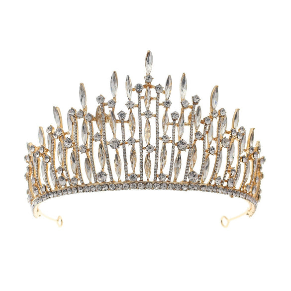 Jewelry Court Style Light Luxury Alloy Crystal Hairband Crown Electroplated For Women