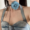 Jewelry Cowboy Denim Chocker With Geometric And Flower Pattern Handmade Multilayer Tassel Necklace