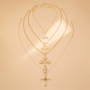 Jewelry Cross Imitation Pearl Alloy Acrylic Diamond Geometric Handmade Electroplated Necklace For Women