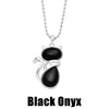 Jewelry Crystal Agate Cat Pendant Necklace Copper Ball Chain Retro Fashion Electroplated Women's