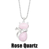 Jewelry Crystal Agate Cat Pendant Necklace Copper Ball Chain Retro Fashion Electroplated Women's