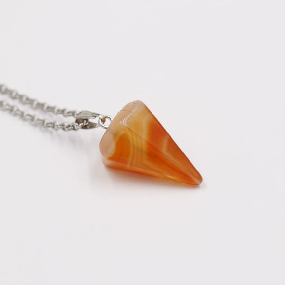 Jewelry Crystal Agate Pendant Necklace Geometric Hexagonal Column Conical Design