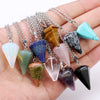 Jewelry Crystal Agate Pendant Necklace Geometric Hexagonal Column Conical Design