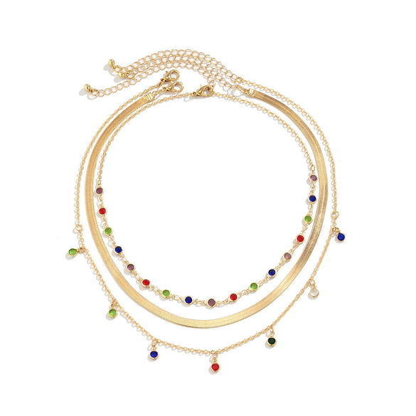 Jewelry Crystal Star Choker Necklace Metal Snake Bone Chain Geometric Electroplating Style