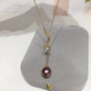 Jewelry Demon Purple Edison Freshwater Pearl Pendant Copper 18K Gold Y Chain Adjustable Necklace