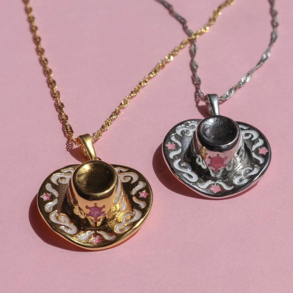 Jewelry Denim Boots Cowboy Hat Pendant Necklace Retro Style Copper Titanium Steel Ochain Furnace Vacuum Plating Electroplating 18K Real Gold For Women