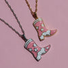 Jewelry Denim Boots Cowboy Hat Pendant Necklace Retro Style Copper Titanium Steel Ochain Furnace Vacuum Plating Electroplating 18K Real Gold For Women