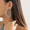 Jewelry Denim Printed Cloth Metal Pure Handmade Geometric Hoop Earrings For Women