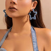 Jewelry Denim Printed Cloth Metal Pure Handmade Geometric Hoop Earrings For Women