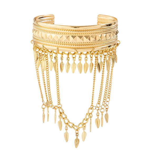 Jewelry Denim Style Metal Coin Tassel Arm Chain Dunhuang Leaf Retro Bracelet Ironaluminum Chain Alloy Electroplated