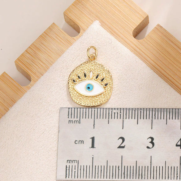 Jewelry Devil's Eye Pendant Bracelet Necklace Copper Gold Plated Inlay