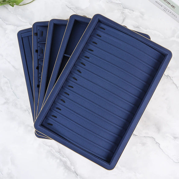 Jewelry Display Plate And Box Pu Leather Solid Color For Pendant Bracelet Earrings Necklace