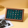 Jewelry Display Plate Walnut Wood Geometric Splicing Velvet Luxury