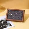 Jewelry Display Plate Walnut Wood Geometric Splicing Velvet Luxury