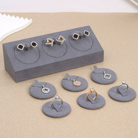 Jewelry Display Props Microfiber Alloy Rectangular Splicing Highend Ring Earring Pendant Frame