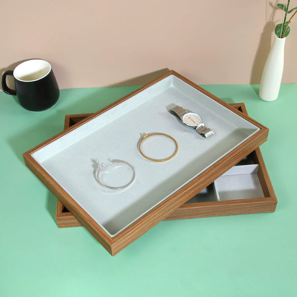 Jewelry Display Tray Rosewood Wood Flannel