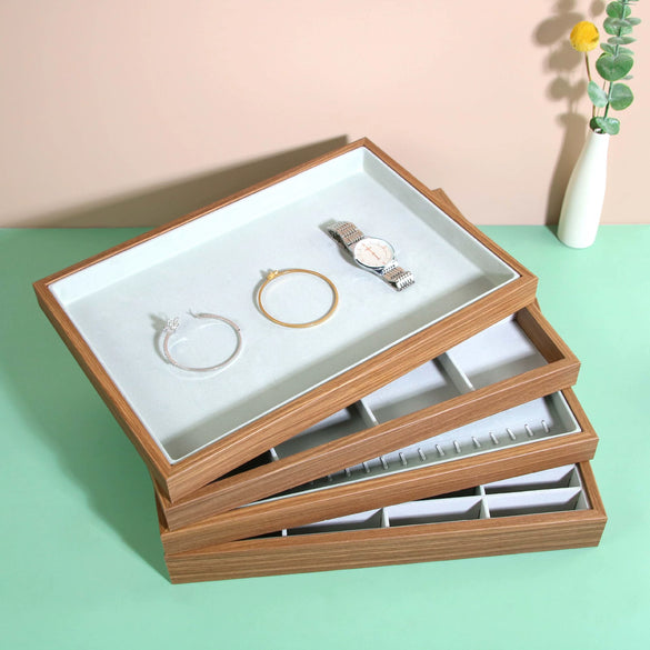 Jewelry Display Tray Rosewood Wood Flannel