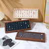Jewelry Display Tray Wood Splicing Geometric Style Walnut Color Flannel