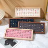 Jewelry Display Tray Wood Splicing Geometric Style Walnut Color Flannel