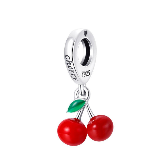 Jewelry Diy Bracelet 925 Sterling Silver Cherry Beaded Charm Epoxy Design