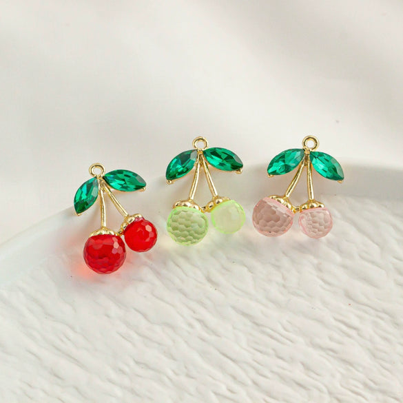 Jewelry Diy Pendant Mobile Phone Rope Pendant Accessories Cherry Shape Plastic Resin Electroplated