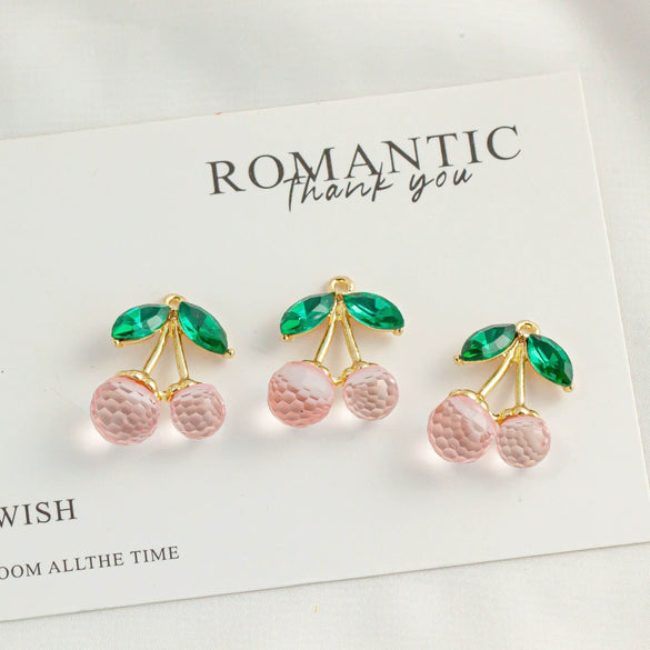 Jewelry Diy Pendant Mobile Phone Rope Pendant Accessories Cherry Shape Plastic Resin Electroplated