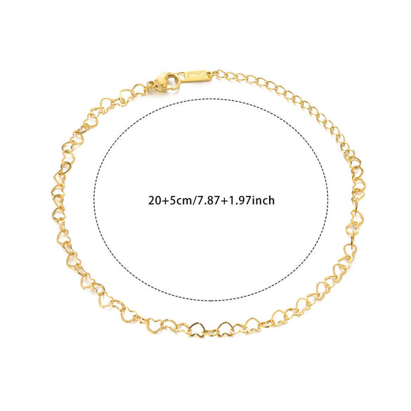 Jewelry Double Layer Anklet Stainless Steel Leaves Pattern Women's