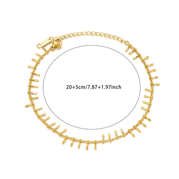 Jewelry Double Layer Anklet Stainless Steel Leaves Pattern Women's