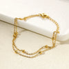 Jewelry Double Layer Anklet Stainless Steel Leaves Pattern Women's